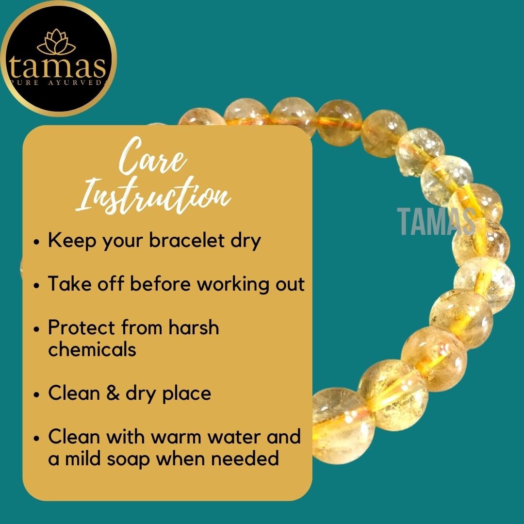 Tamas Citrine Healing Crystal Stretchable Bracelet - Tamas: Luxury Indian Gifts
