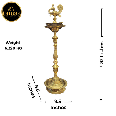 Tamas Brass Peacock Diya Stand (33 Inches)