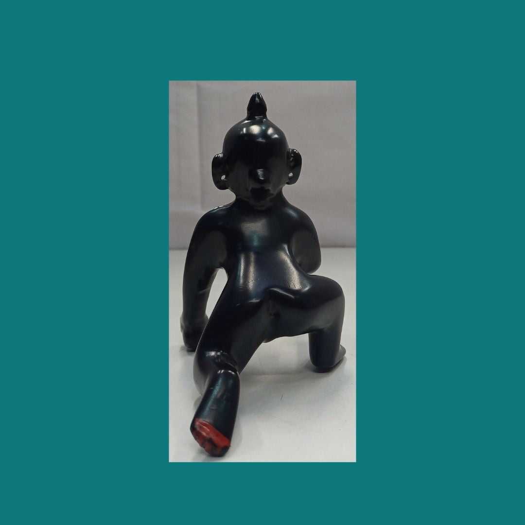 Tamas Brass Black Laddu Gopal - Thakur Ji Statue/Idol (Golden) (4.5 Inches)