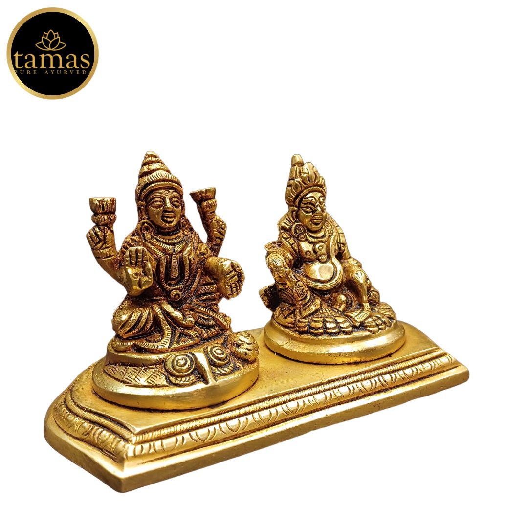 Brass Goddess Lakshmi and Lord Kuber Statue/Idol