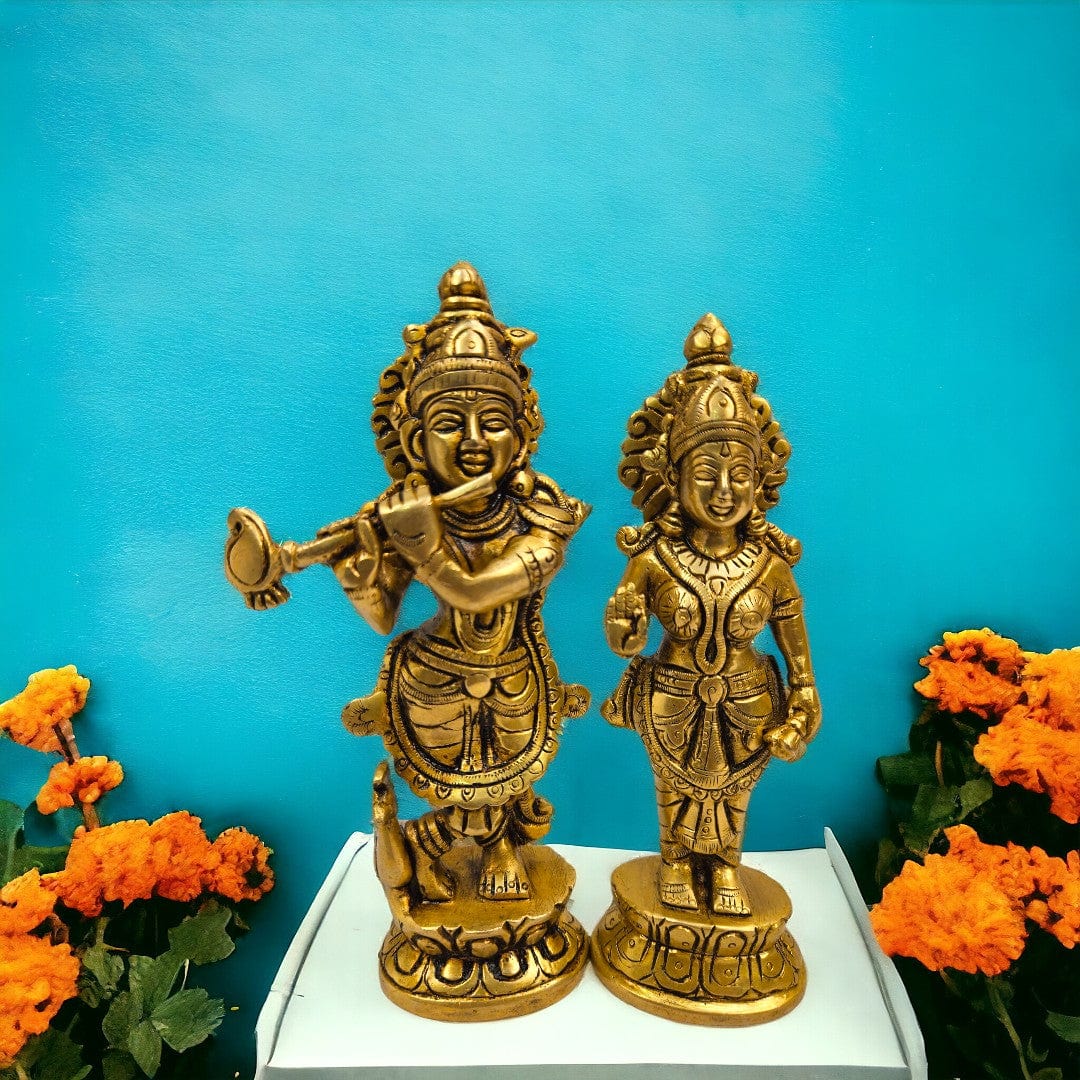 Brass Lord Radha Krishna Statue/Idol