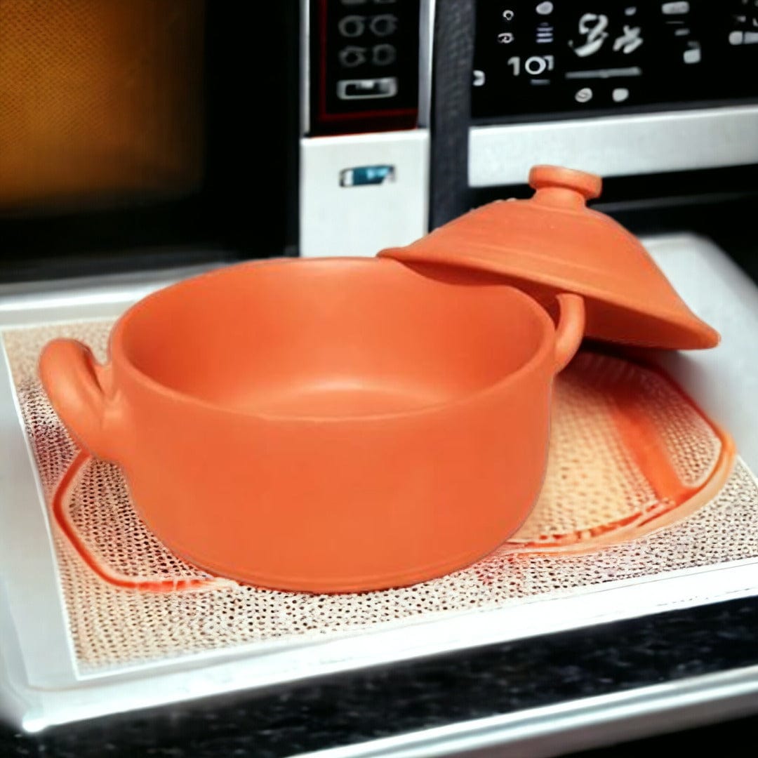 Tamas Handcrafted Terracotta Natural Clay Flat Kadhai (Brown) - Tamas: Luxury Indian Gifts