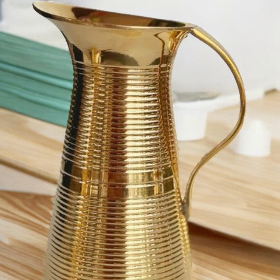 Brass Jug Pitcher Shape (8 Inch) (Golden) - Tamas: Luxury Indian Gifts