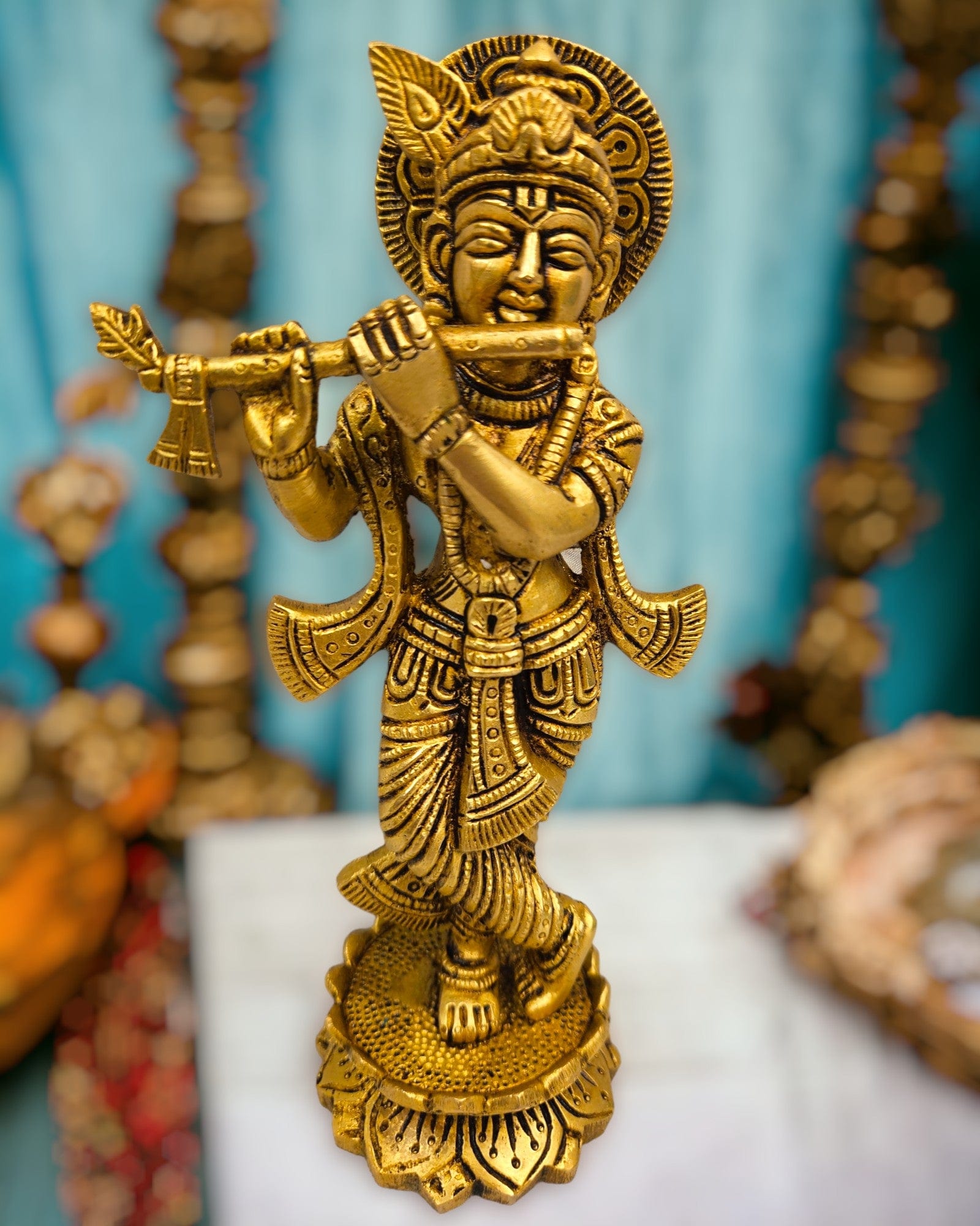 Brass Lord Krishna Idol