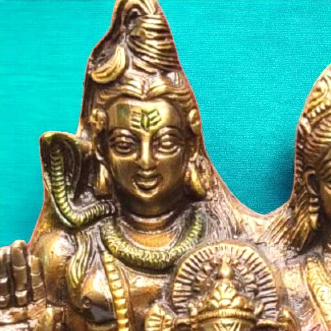 Tamas Brass Handcrafted Shiv Parivar Family Murti Statue/ Idol with Antique Finish (8.5 x 4.5 x 10 Inches, Golden) (Pack of 1) - Tamas: Luxury Indian Gifts