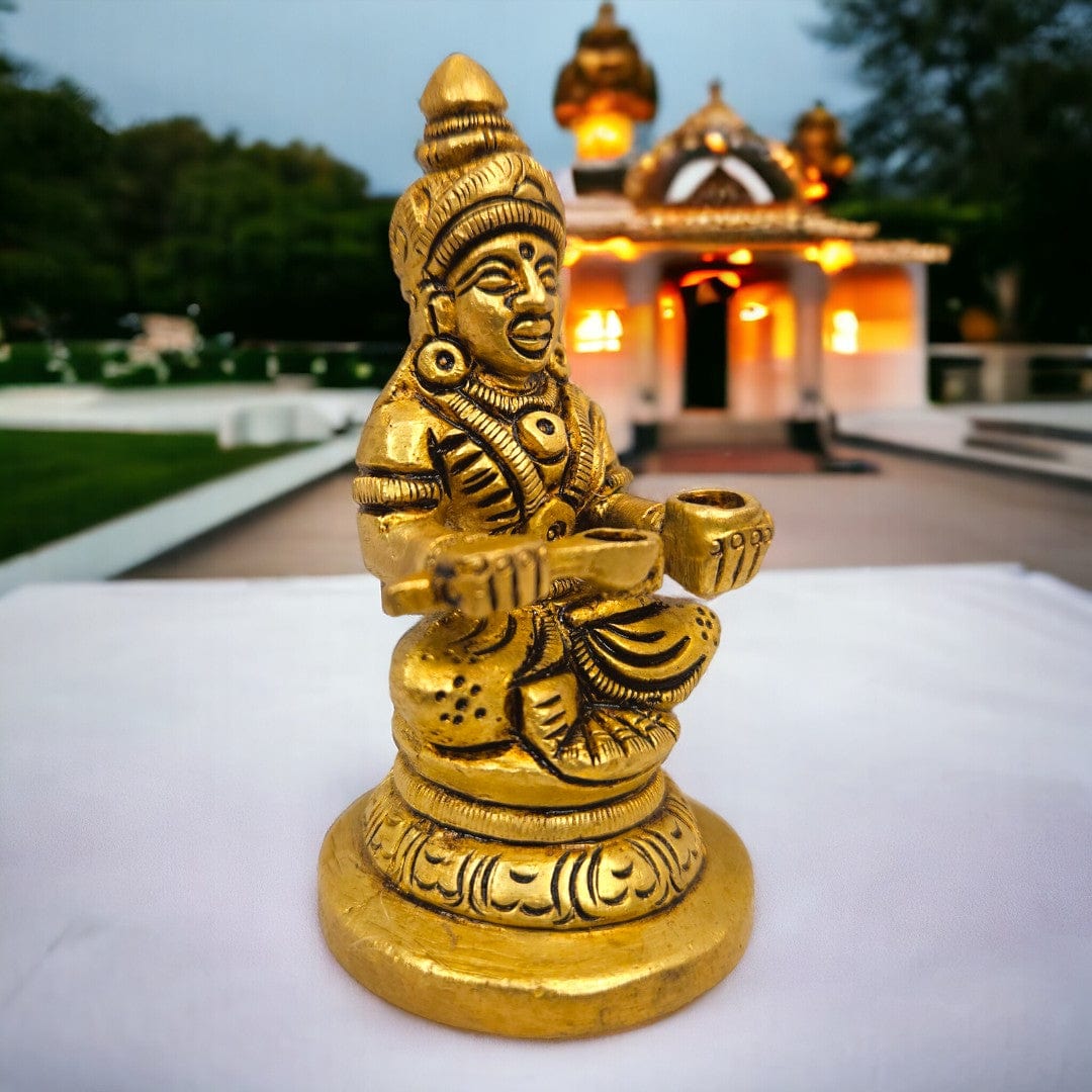Brass Annapurna Handmade Statue/Idol(3 Inch)(Golden) - Tamas: Luxury Indian Gifts