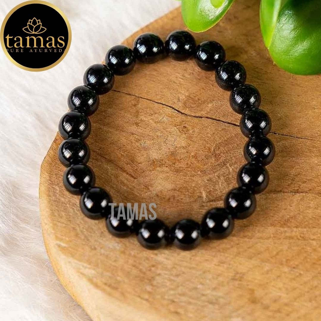 Tamas Black Tourmaline Healing Crystal Stretchable Bracelet