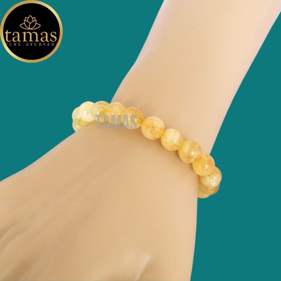 Tamas Citrine Healing Crystal Stretchable Bracelet - Tamas: Luxury Indian Gifts