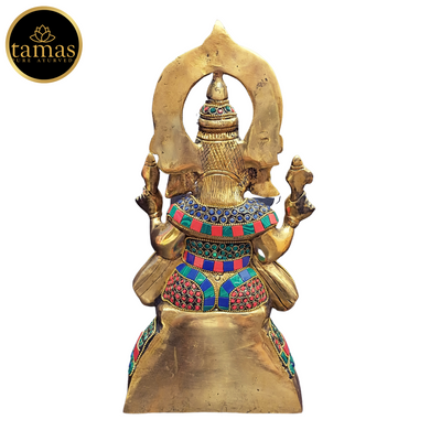 Tamas Brass Ganesh Stone Statue (12.5 Inches)