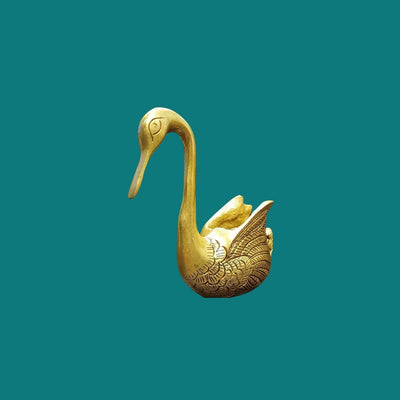 Tamas Brass Swan Home Interior Decor Item Statue/Idol (Golden) (5 Inches)