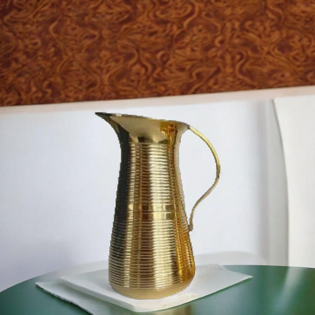 Brass Jug Pitcher Shape (8 Inch) (Golden) - Tamas: Luxury Indian Gifts