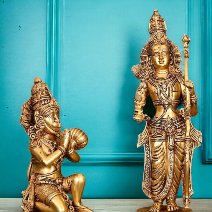 Brass Lord Rama, Sita, Lakshman, Hanuman Darbar Statue/Idol (24.5 Inch) (Golden)