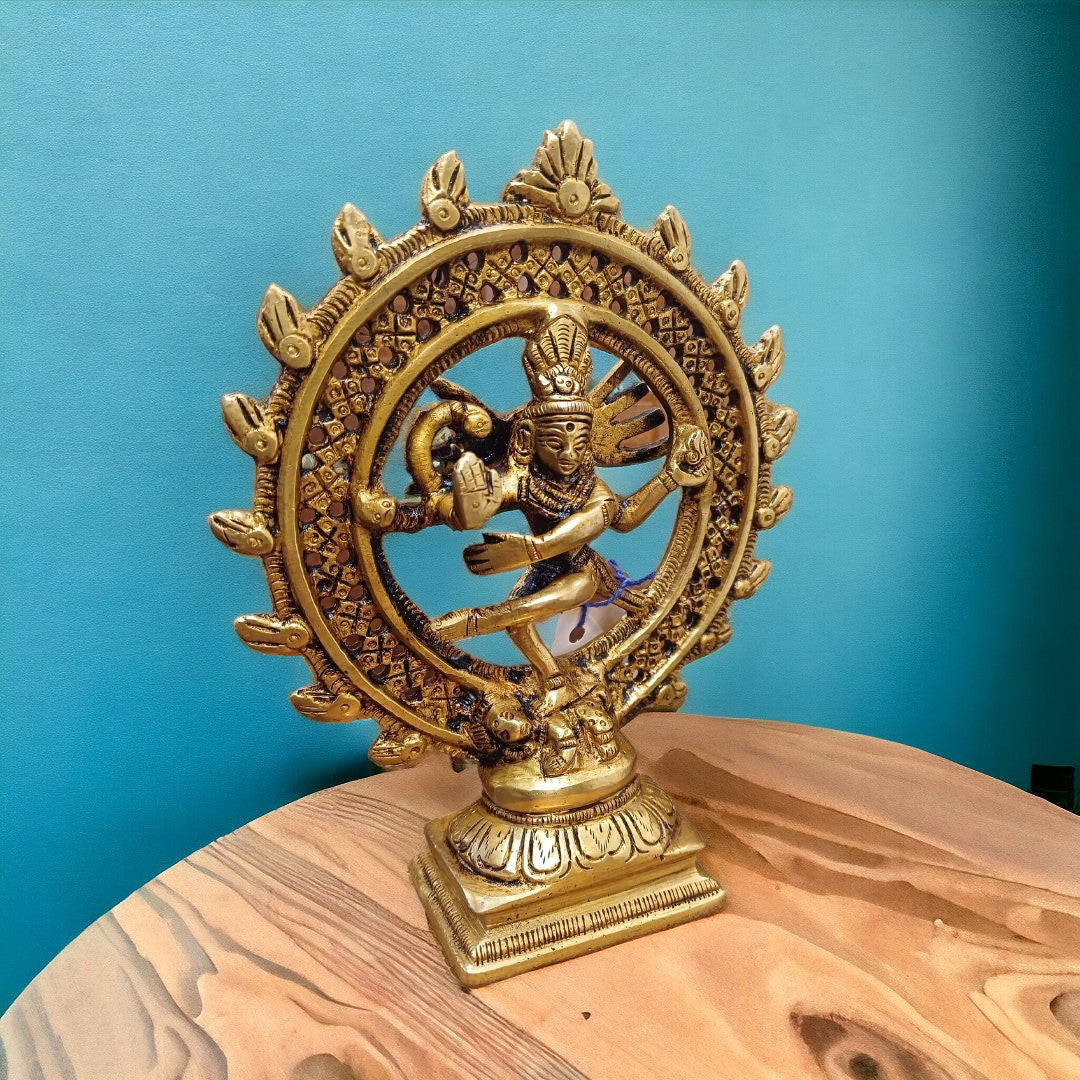 Tamas Brass Natrajaa Shiva Dancing God Statue/Idol (Golden) (6 Inches)