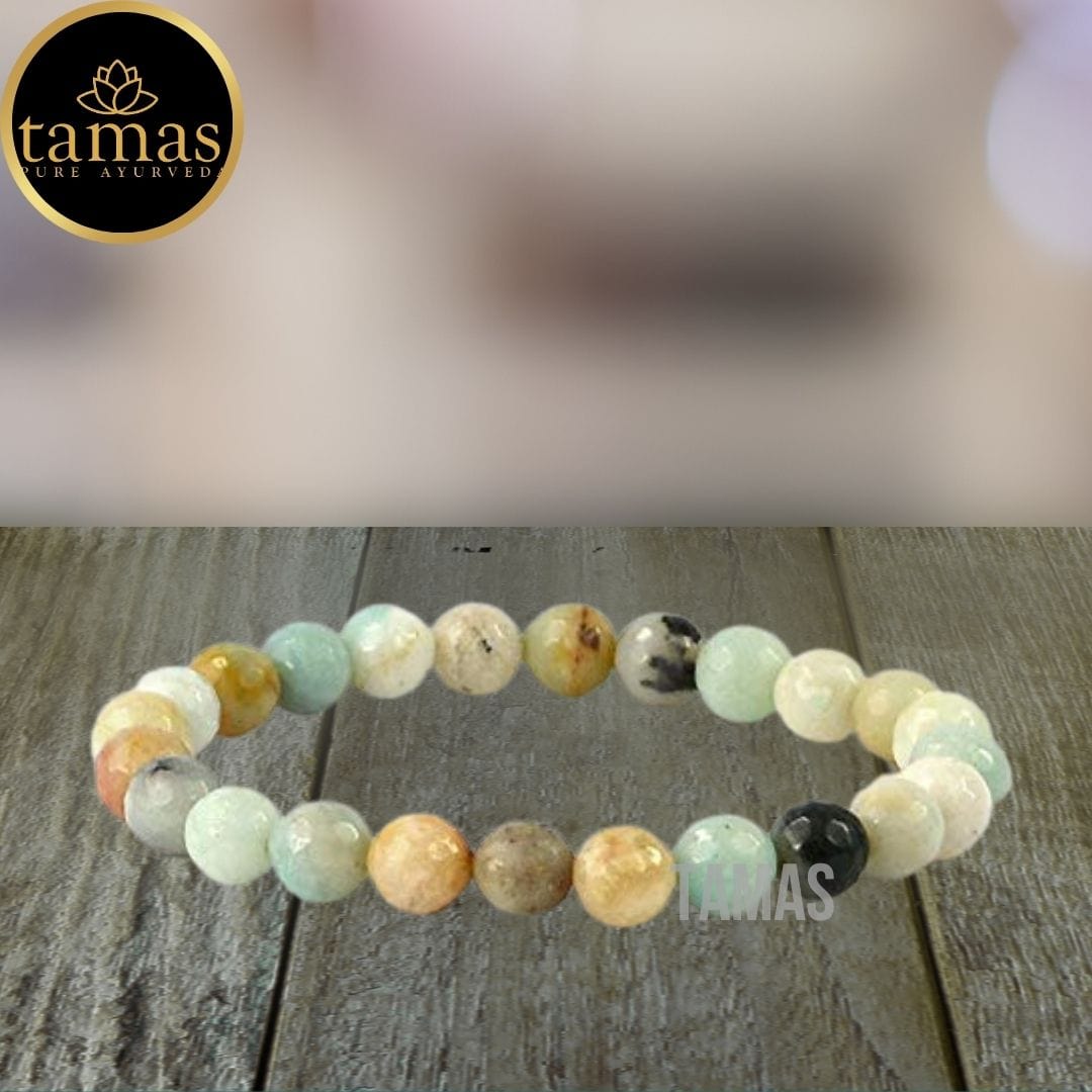 Tamas Amazonite Healing Crystal Stretchable Bracelet - Tamas: Luxury Indian Gifts