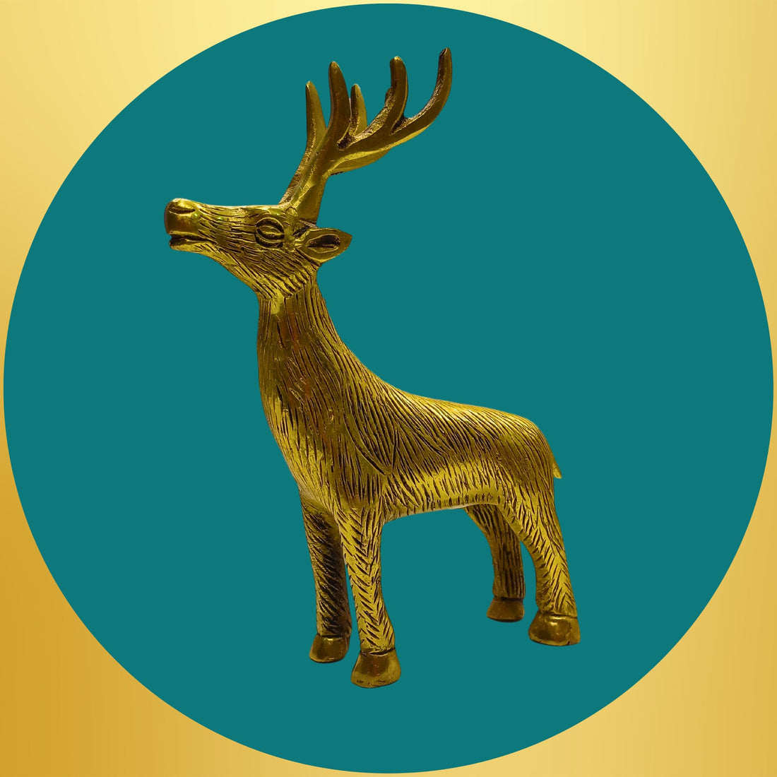 Tamas Brass Couple Deer Sculptures Home Decor Statue/Idol (Golden)(5.5 Inches)