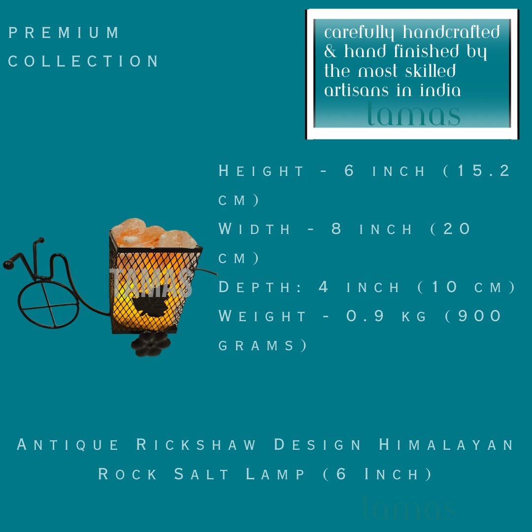 Antique Rickshaw Design Himalayan Rock Salt Lamp (15.24 cm) - Tamas: Luxury Indian Gifts