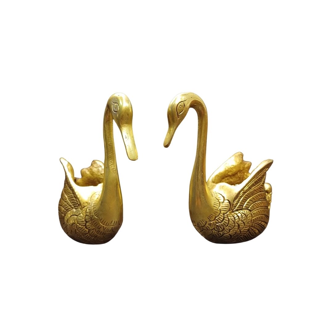 Tamas Brass Swan Home Interior Decor Item Statue/Idol (Golden) (5 Inches)