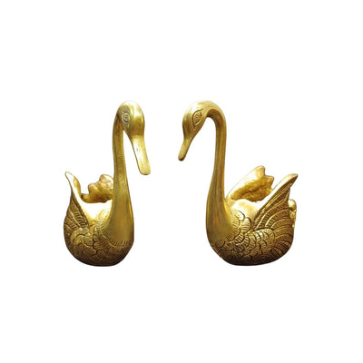 Tamas Brass Swan Home Interior Decor Item Statue/Idol (Golden) (5 Inches)