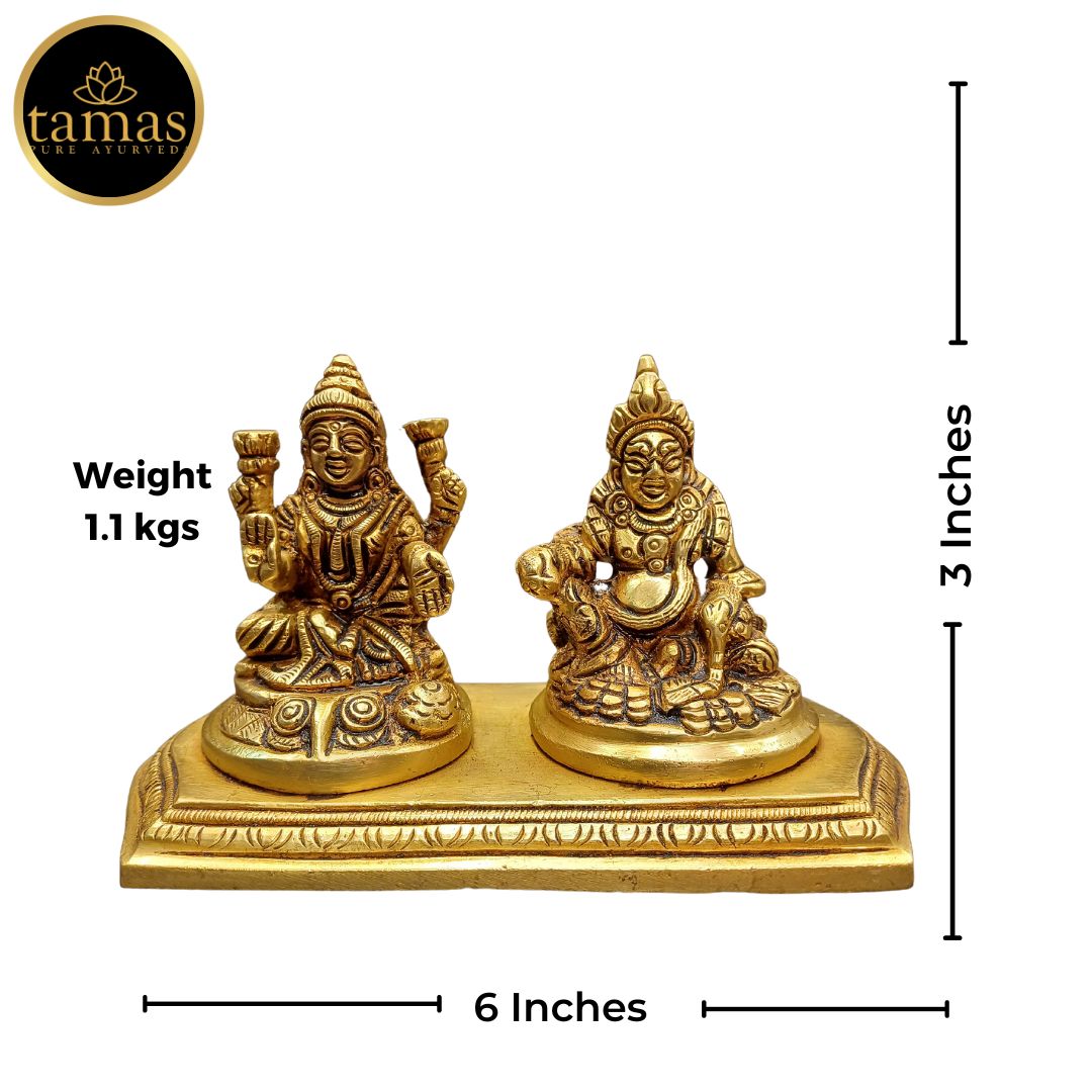 Brass Goddess Lakshmi and Lord Kuber Statue/Idol