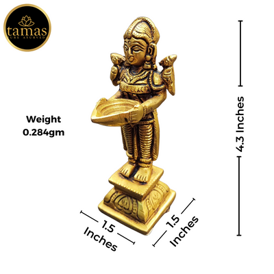 Tamas Brass Lady Holding a Lamp Statue (4.3 Inch)