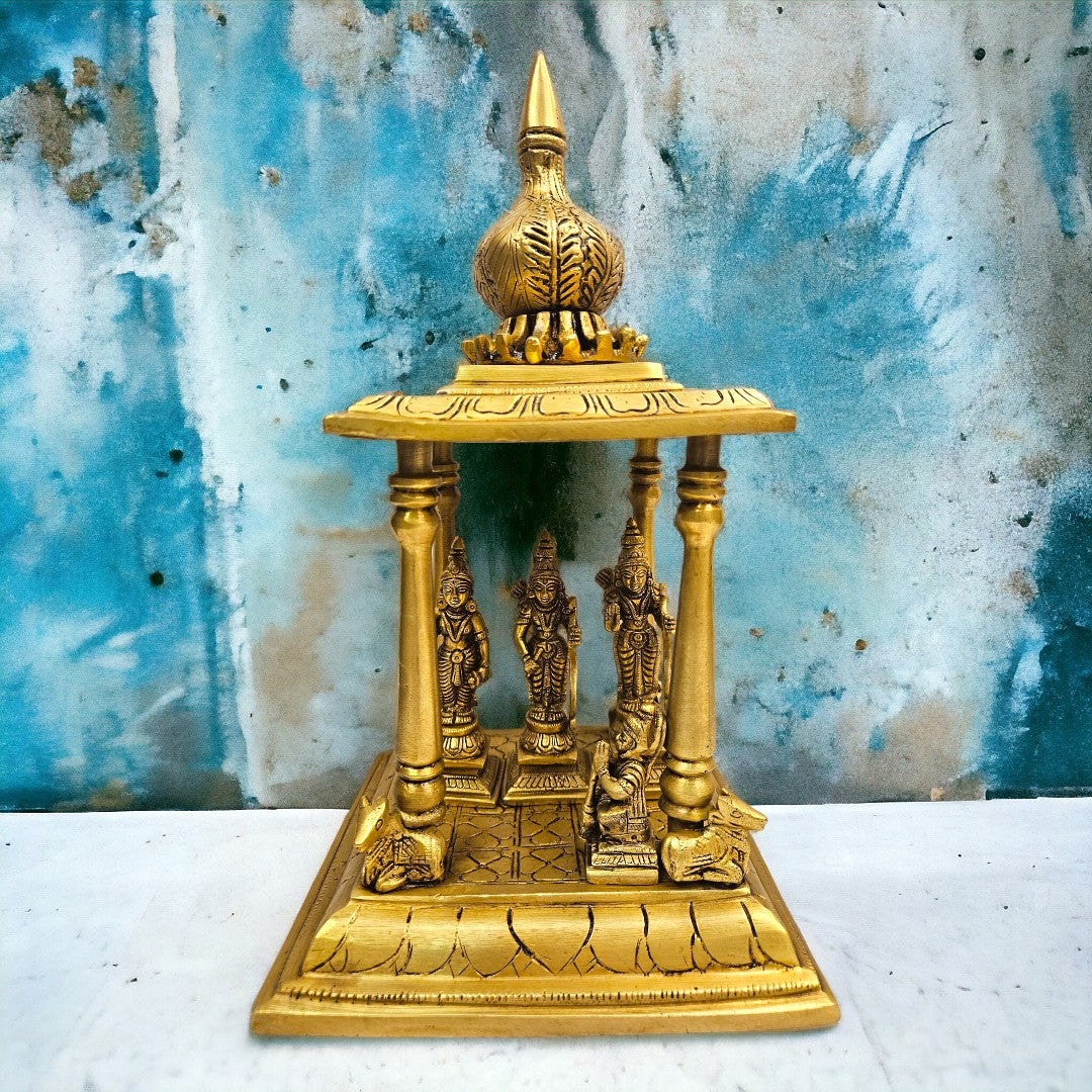 Brass Ram Darbar Idol in Temple (12 Inch) (Golden)