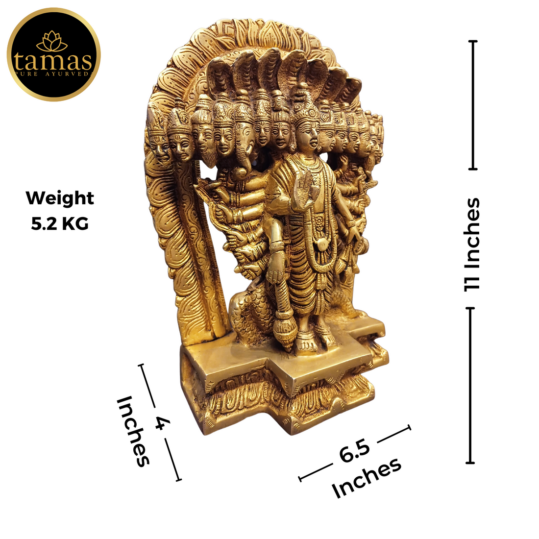 Tamas Brass Vishanu Bhagwan Statue (11 Inches)