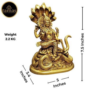 Tamas Brass Vishnu With Naag Statue (7.5 Inches)