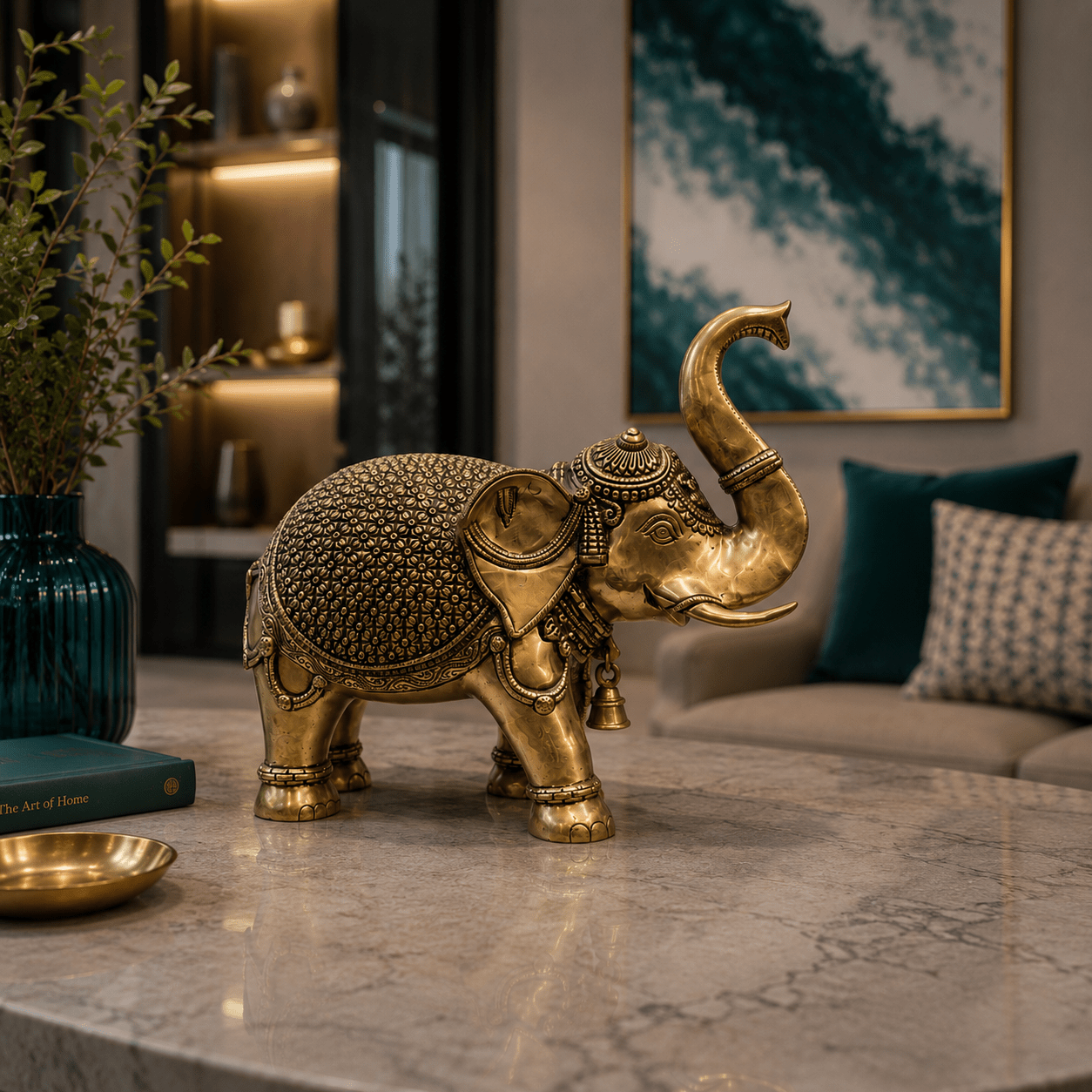 Tamas Maharaja Brass Elephant Statue (14L × 7W × 12H Inches) - Tamas Luxury Gifts