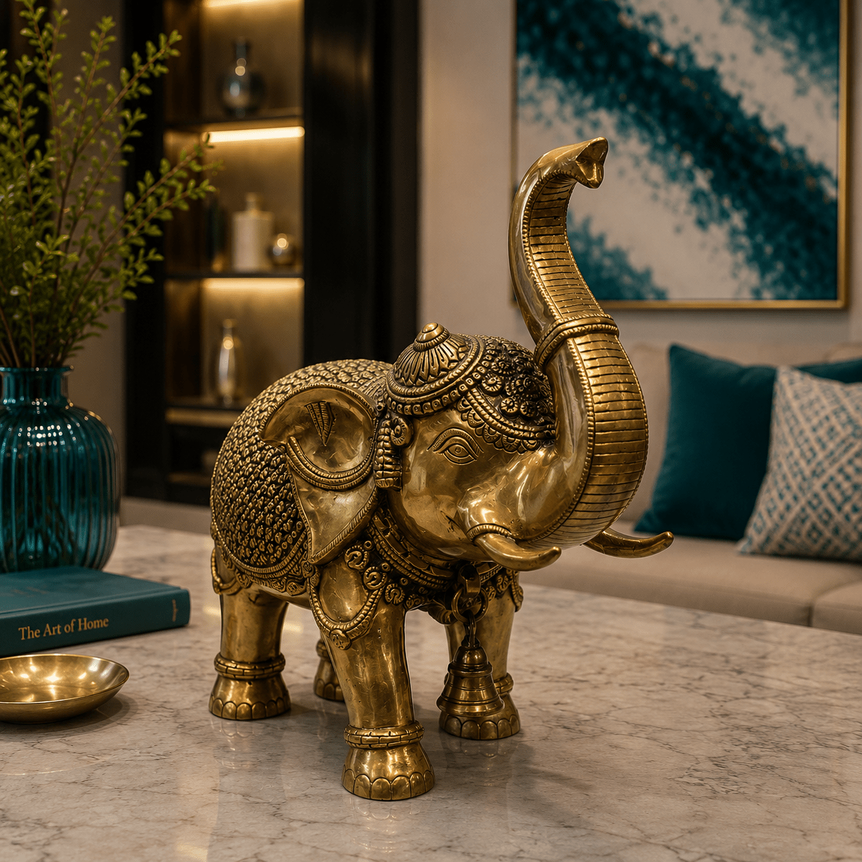 Tamas Maharaja Brass Elephant Statue (14L × 7W × 12H Inches) - Tamas Luxury Gifts