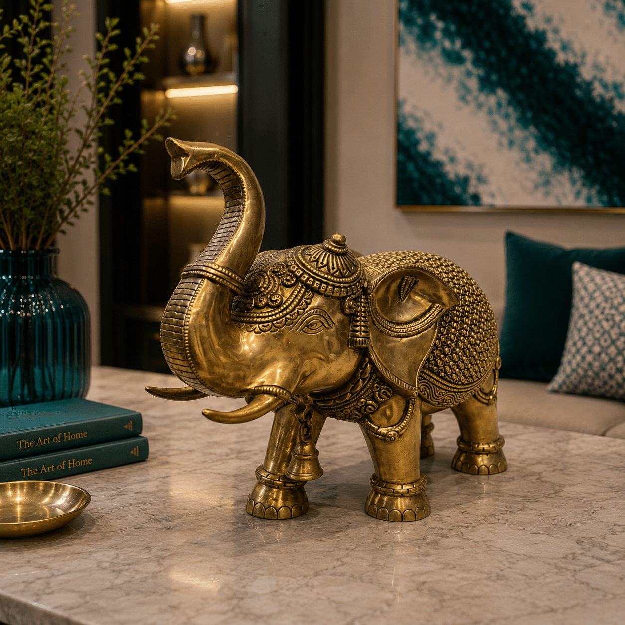 Tamas Maharaja Brass Elephant Statue (14L × 7W × 12H Inches) - Tamas Luxury Gifts