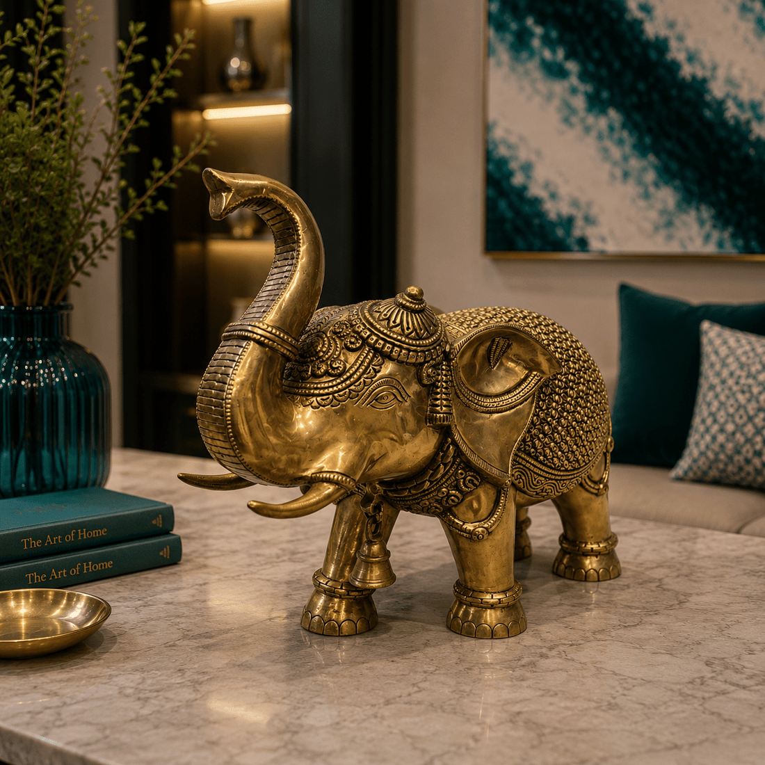 Tamas Maharaja Brass Elephant Statue (14L × 7W × 12H Inches) - Tamas Luxury Gifts