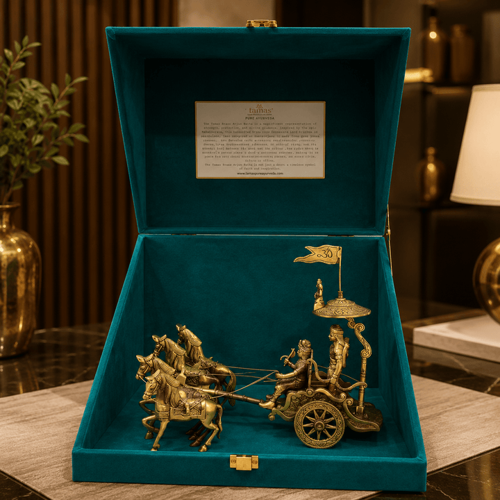 Brass Arjun Rath 4 Horse (8.5 inch) - Tamas Luxury Gifts