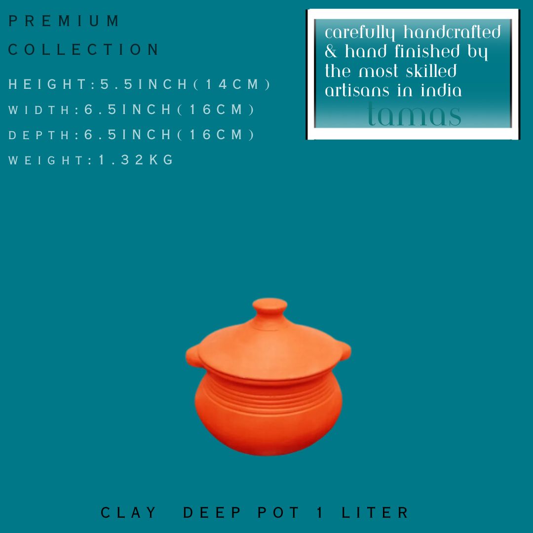 Tamas Handcrafted Terracotta Natural Clay Deep Pot (Brown)