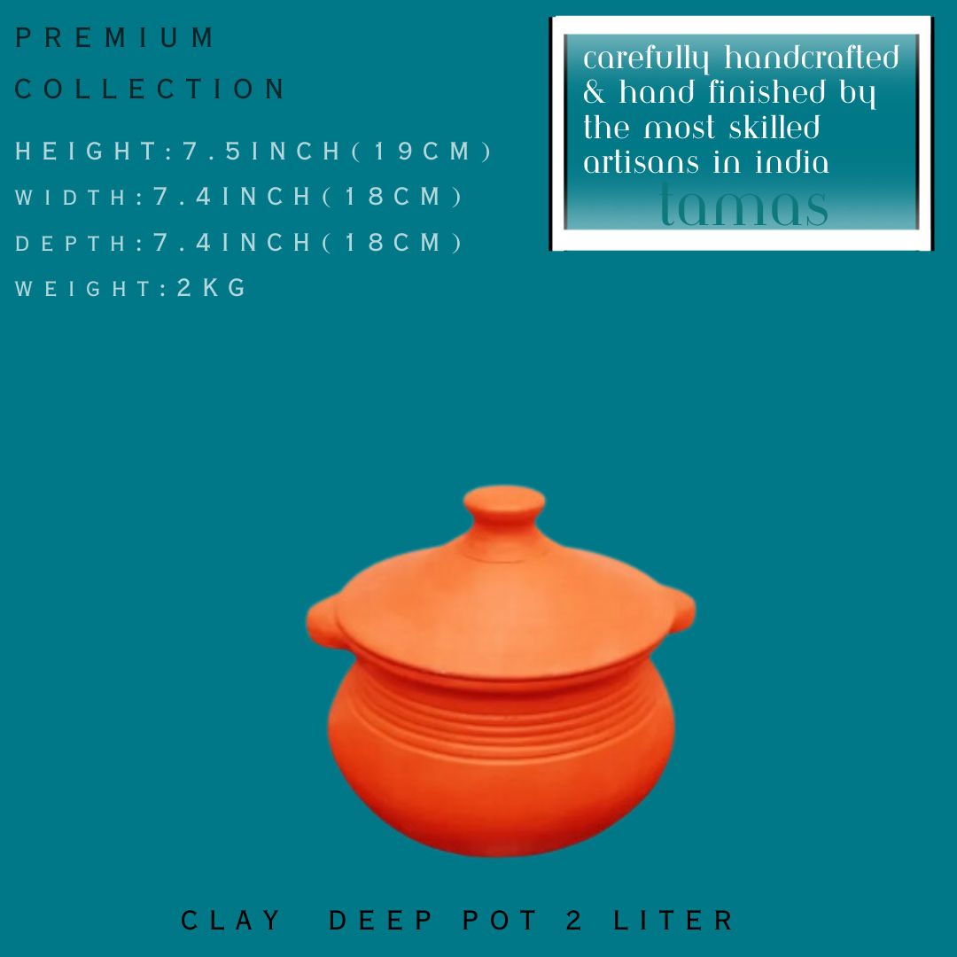Tamas Handcrafted Terracotta Natural Clay Deep Pot (Brown)