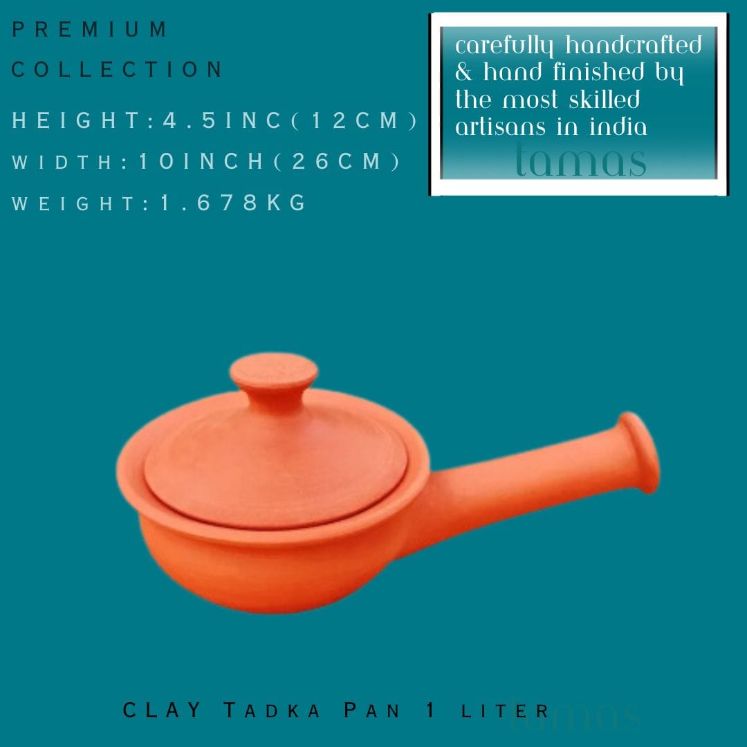 Tamas Handcrafted Terracotta Natural Clay Tadka Pan (Brown) - Tamas: Luxury Indian Gifts