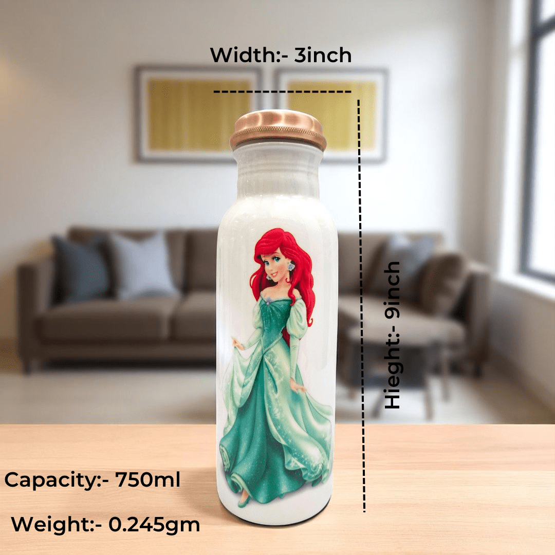 Buy Ariel Princess Printed Pure Copper Bottle For kids