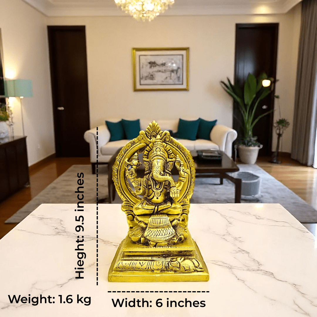 Tamas Brass Ganesh Bhagwan Sitting Posturel Antique Finish| Height 6.5 inches | Free Luxury Gift Box - Tamas: Luxury Indian Gifts
