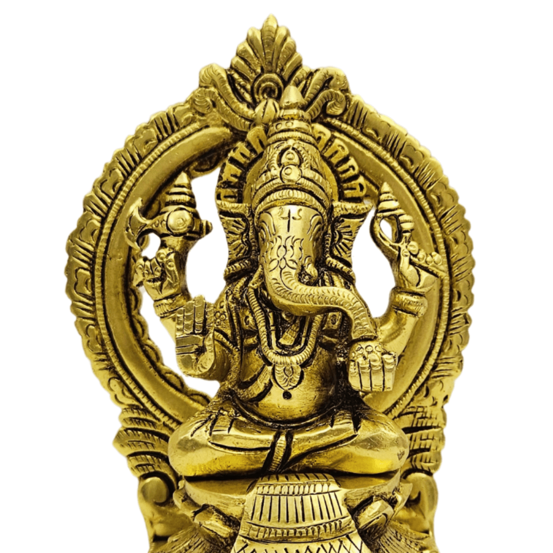 Tamas Brass Ganesh Bhagwan Sitting Posturel Antique Finish| Height 6.5 inches | Free Luxury Gift Box - Tamas: Luxury Indian Gifts