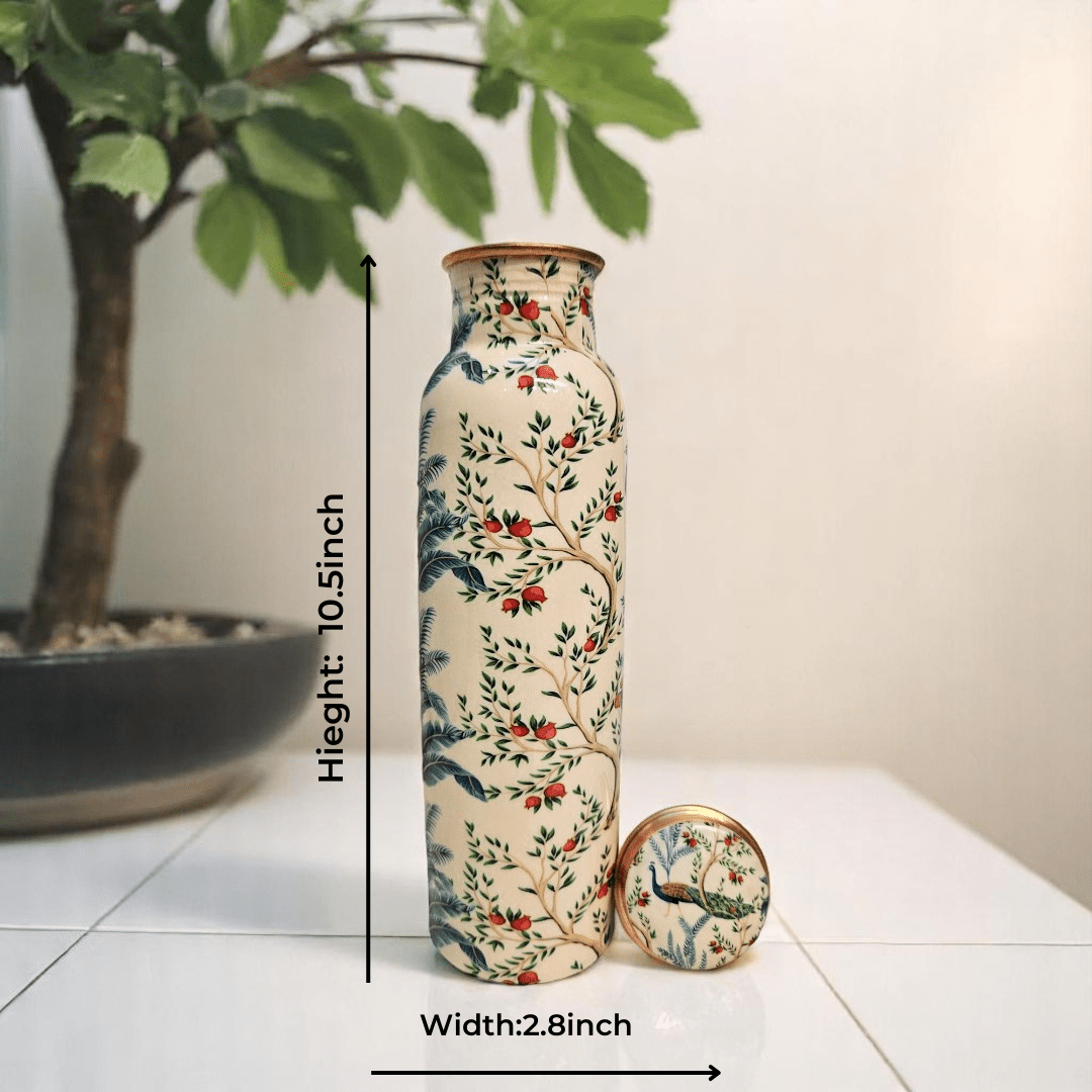 Buy Now Pichwai  Peacock Art Print  Shuddh Copper Water Bottle – 1000ml 