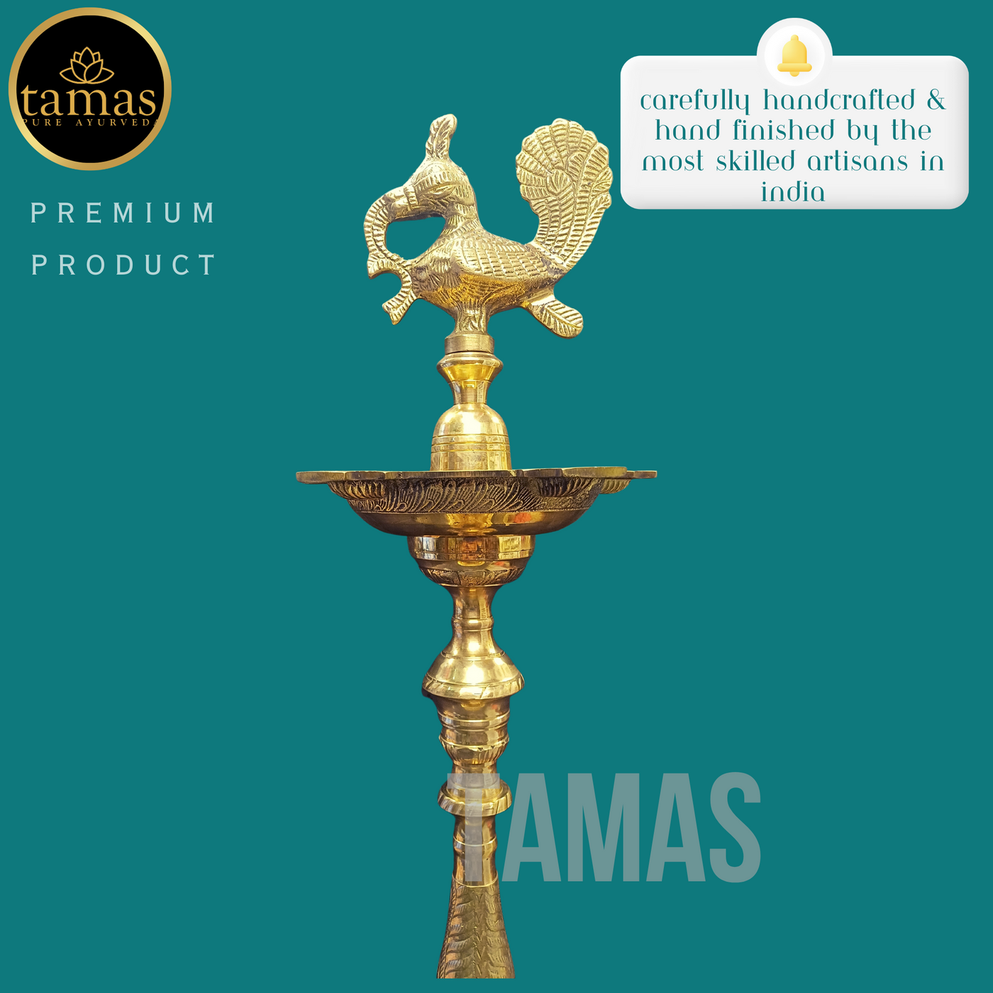 Tamas Brass Peacock Diya Stand (33 Inches)