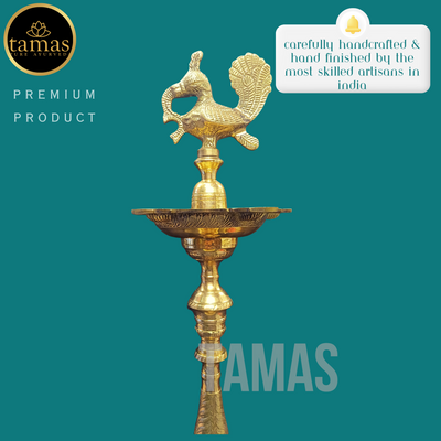 Tamas Brass Peacock Diya Stand (33 Inches)