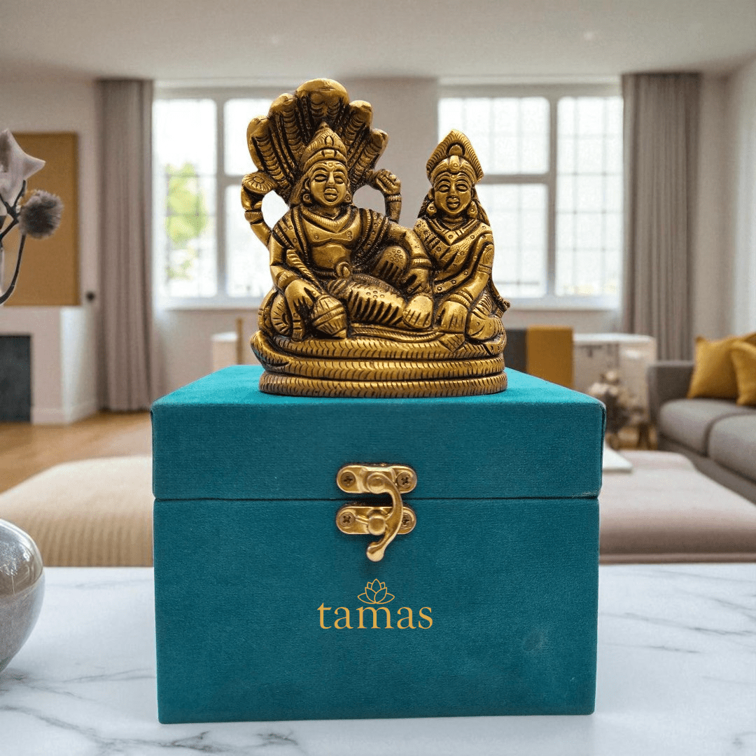 Buy Brass Lakshmi Narain Idol | Vishnu Lakshmi Brass Murti for Gifting – Tamas