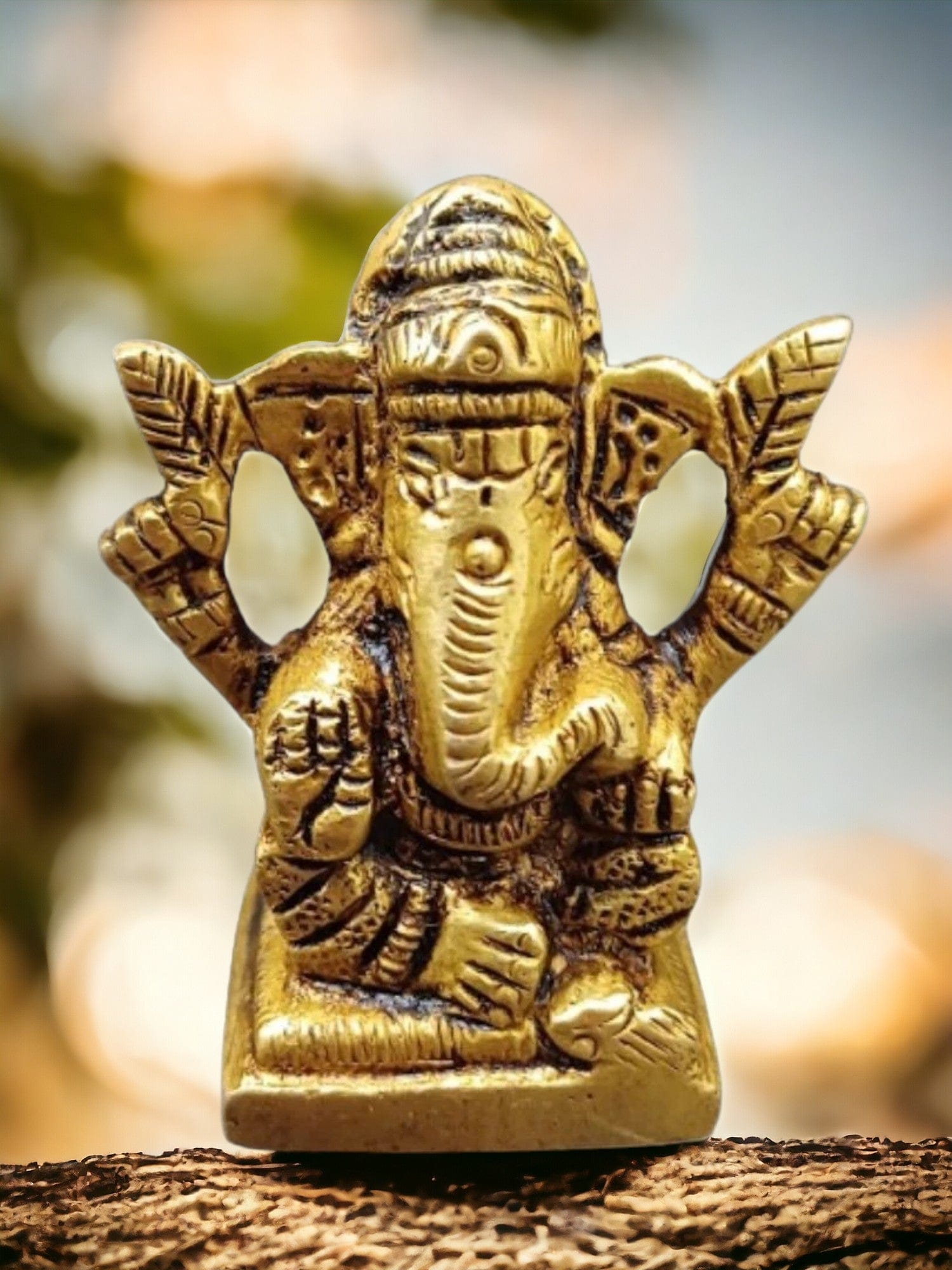 Tamas Lord Ganapati Sitting Decorative Brass Statue/Idol (Golden) (1.5 Inches) - Tamas: Luxury Indian Gifts