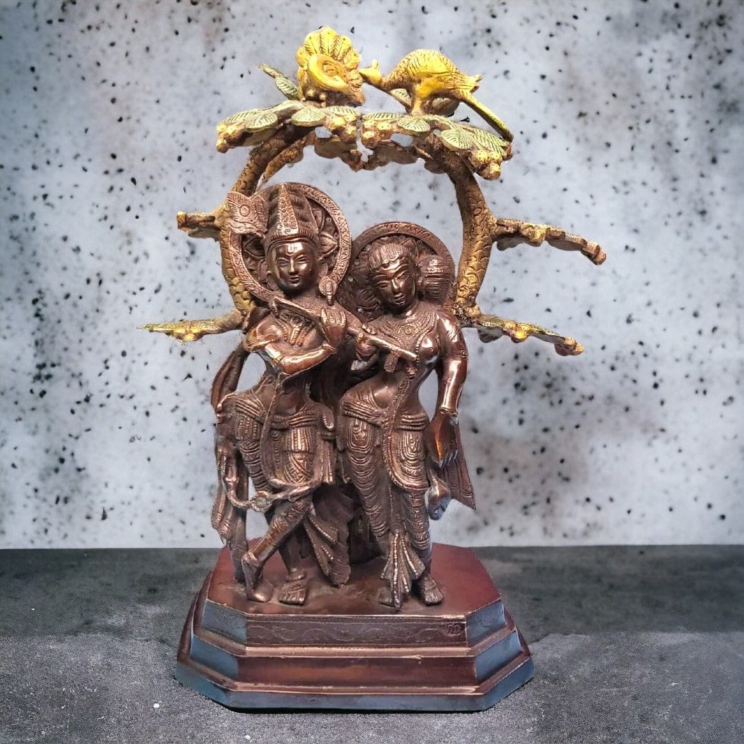 Brass  Radha Krishna Yugal Jodi with Flute Statue Idol