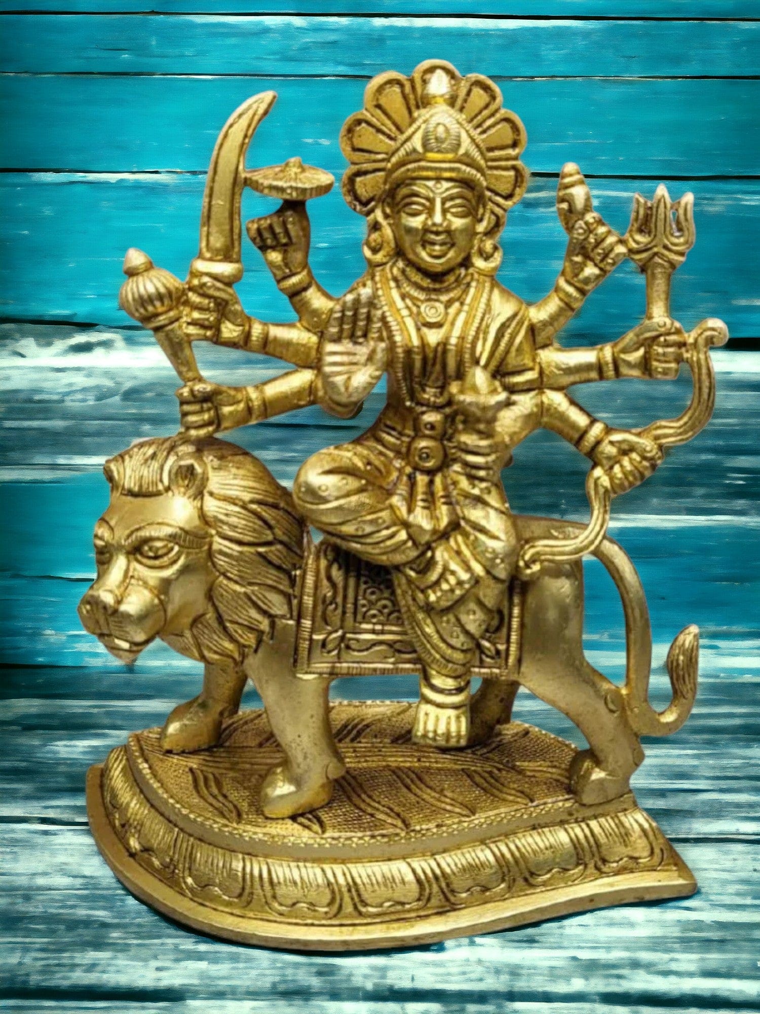 Tamas Durga Maa Idol | Brass Ambe Murti for Mandir with Antique Finish