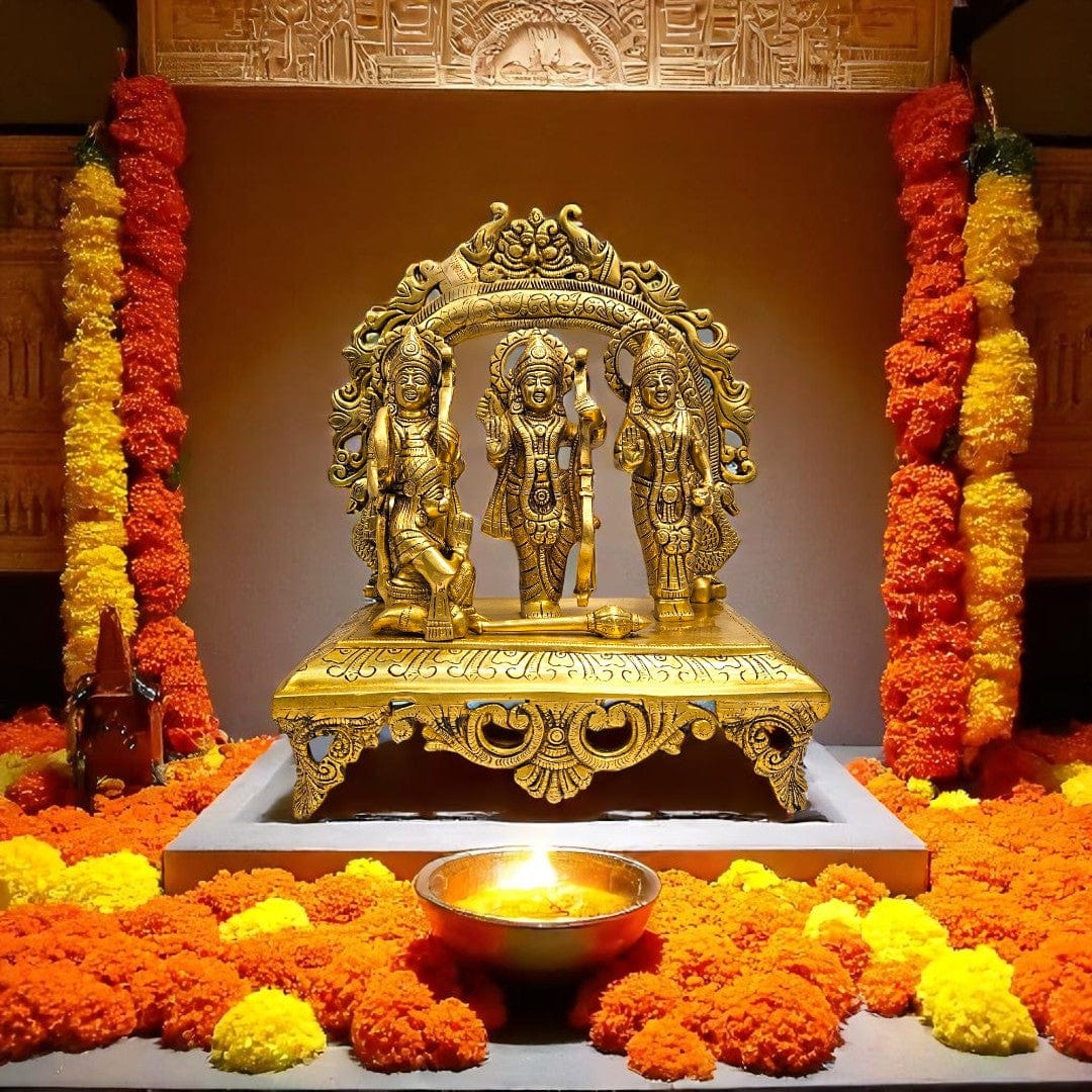 Tamas Brass Ram Darbar Murti | Shuddh Peetal Idol | 12 Inch Height | Vastu Compliant - Tamas: Luxury Indian Gifts