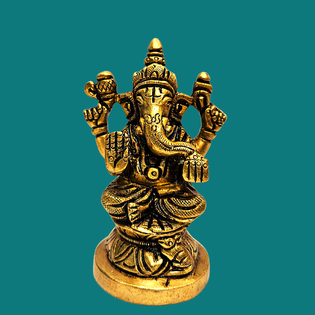 Brass Lord Ganesh Lakshmi Statue
