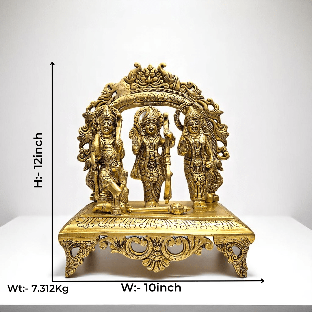 Tamas Brass Ram Darbar Murti | Shuddh Peetal Idol | 12 Inch Height | Vastu Compliant - Tamas: Luxury Indian Gifts