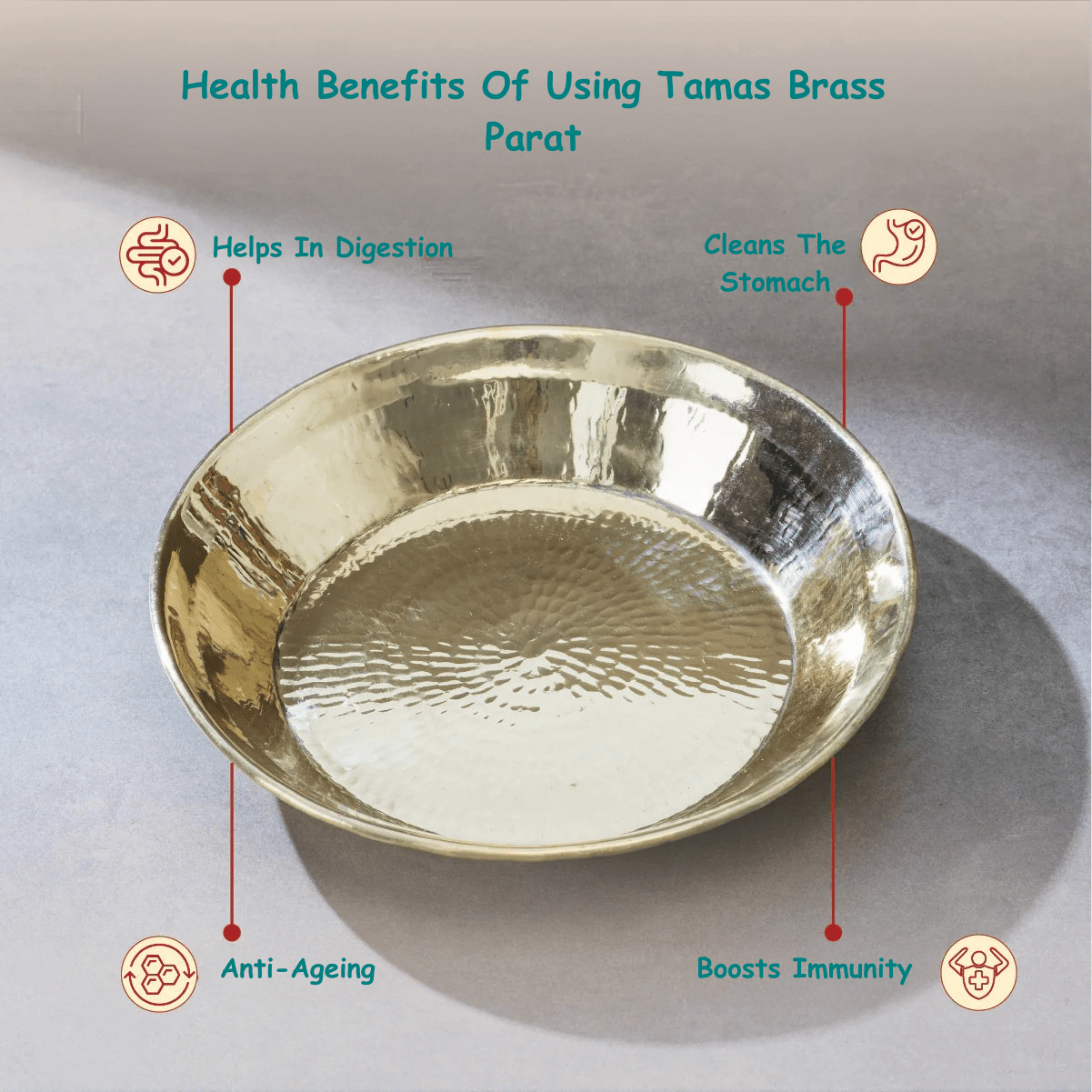 Tamas Hand-Hammered Brass Paraat | Traditional Indian Dough Mixing & Serving Bowl