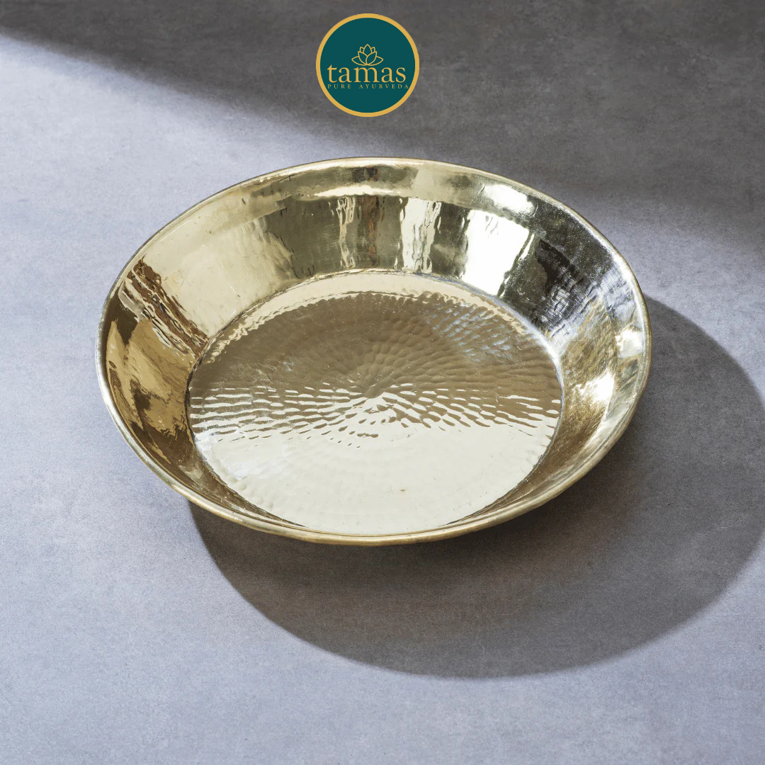 Tamas Hand-Hammered Brass Paraat | Traditional Indian Dough Mixing & Serving Bowl